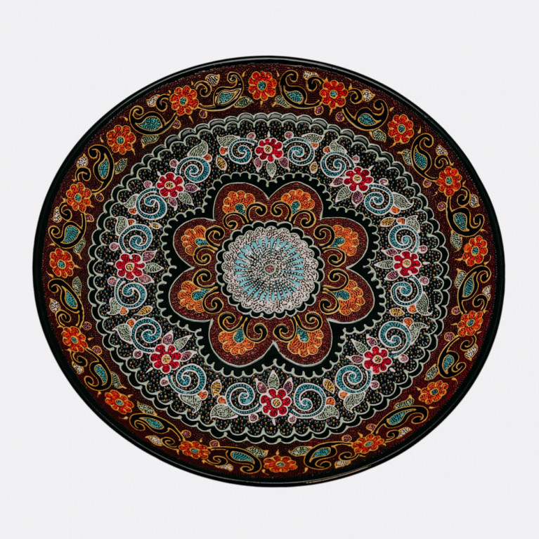 Unique handmade decorative plate from Uzbekistan, 38 cm, drip technique